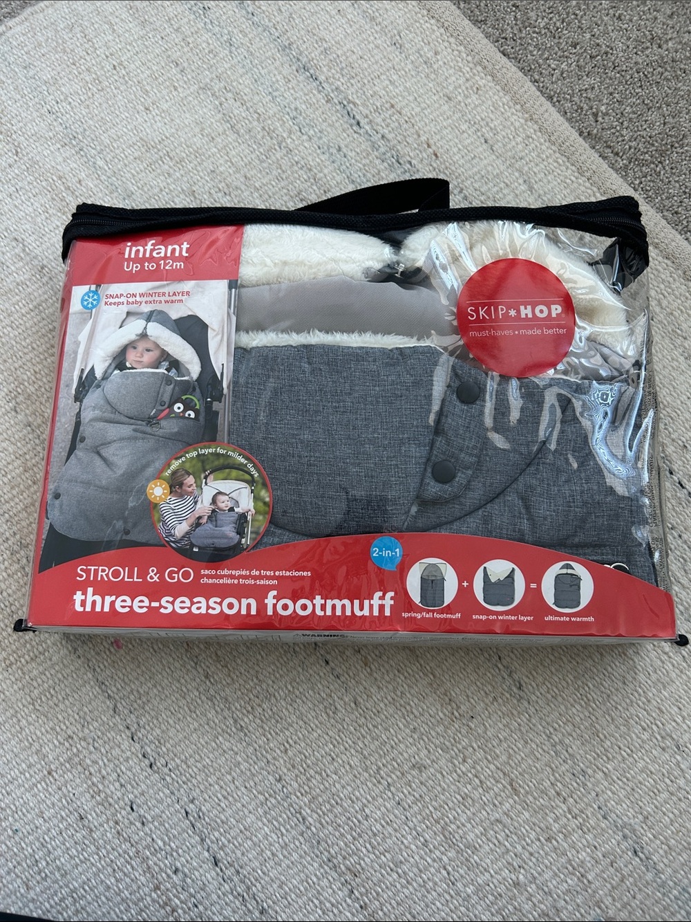 Skip Hop 2-in-1 Three-Season Stroller Footmuff Bunting Bag Infant Up to 12M New